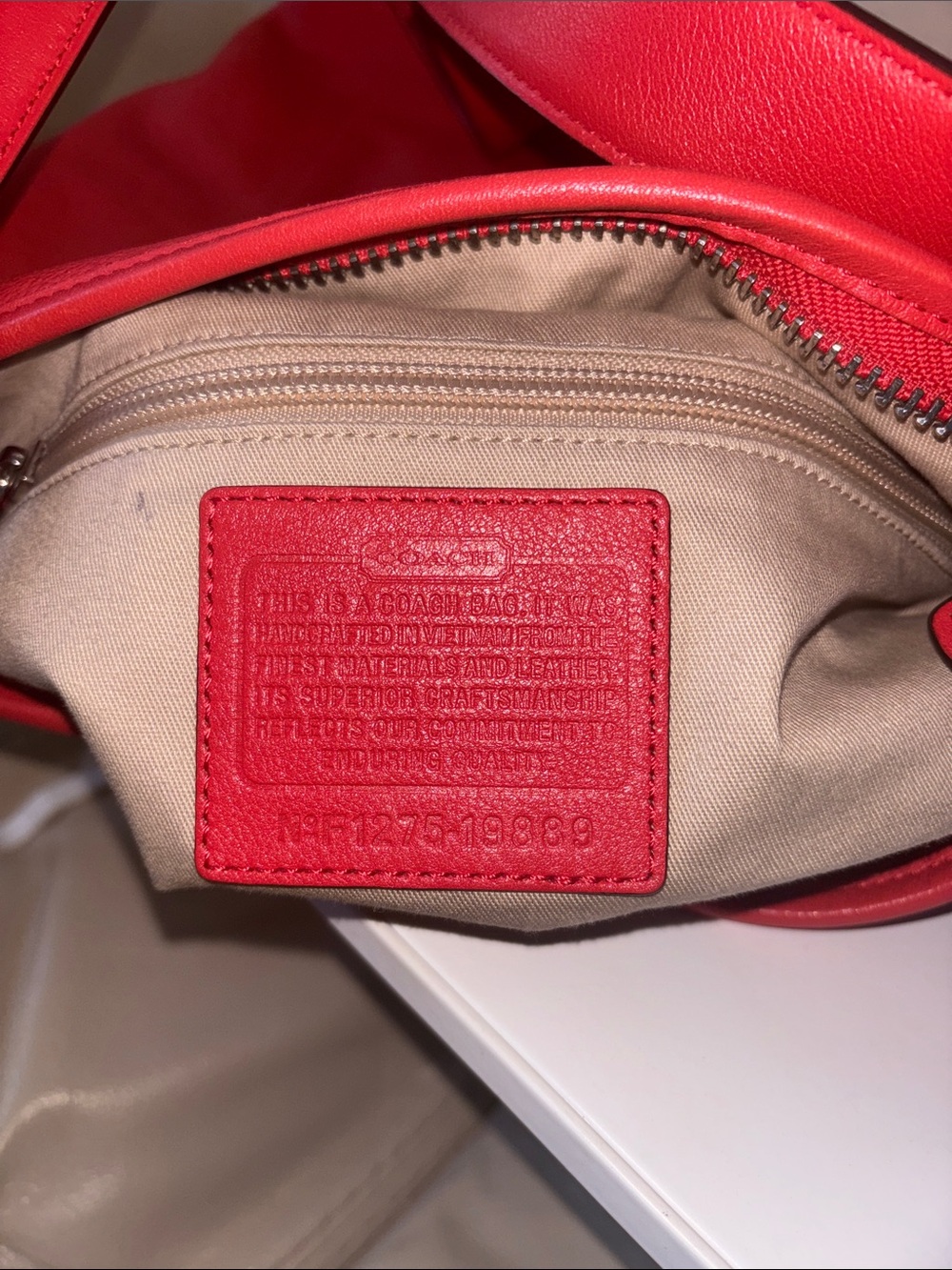 COACH Red Leather Tassel 2WAY Shoulder Bag Authentic Large Leather Tote - Picture 10 of 14